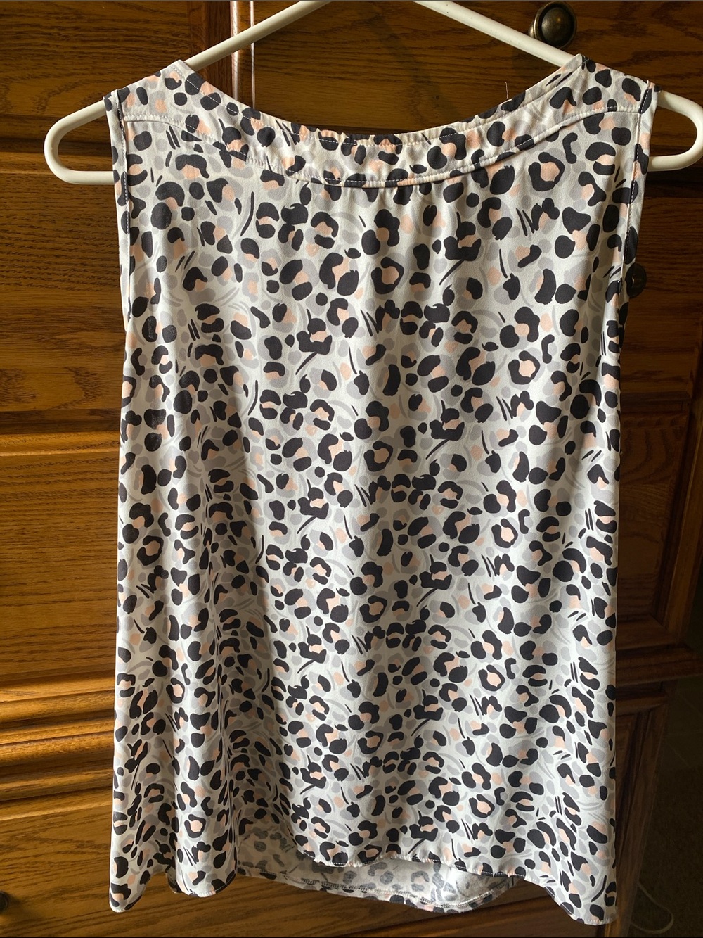 LOFT Sleeveless Animal Print Top in White, Black & Blush